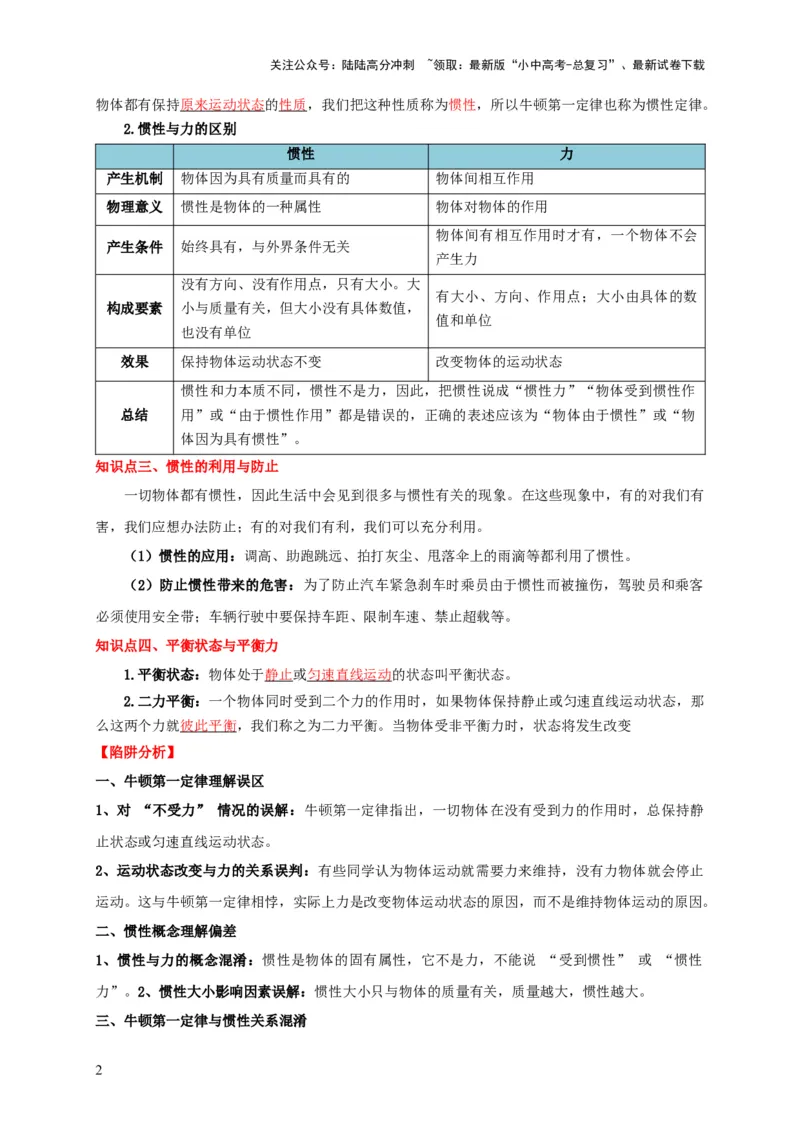 易错点07明确力是改变物体运动的原因（6陷阱点6题型）（解析版）_02中考总复习（2026版更新中）_04-物理-中考总复习_2025年中考复习资料_2025年中考物理考试易错题（全国通用）