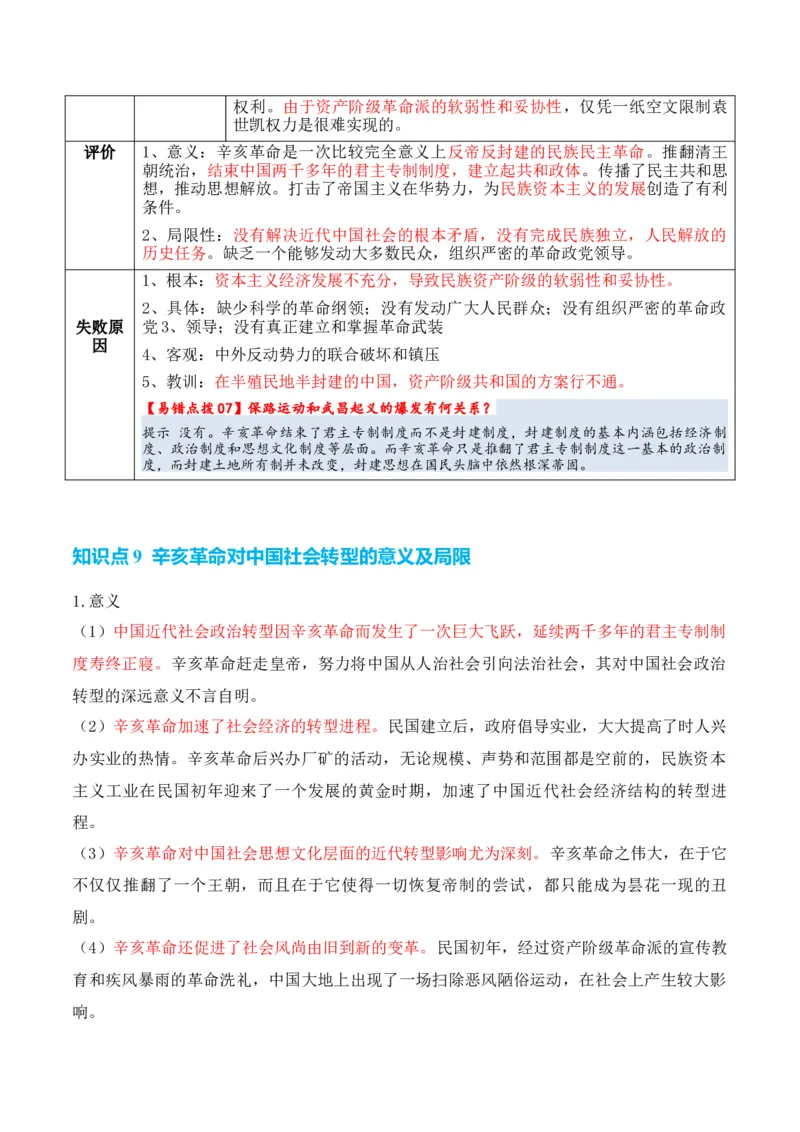 专题04++晚清到民国初期：内忧外患与救亡道路的尝试+-2025年高考历史一轮复习知识清单_07高考历史_2025年新高考资料_一轮复习_2025年高考历史一轮复习知识清单（完结）