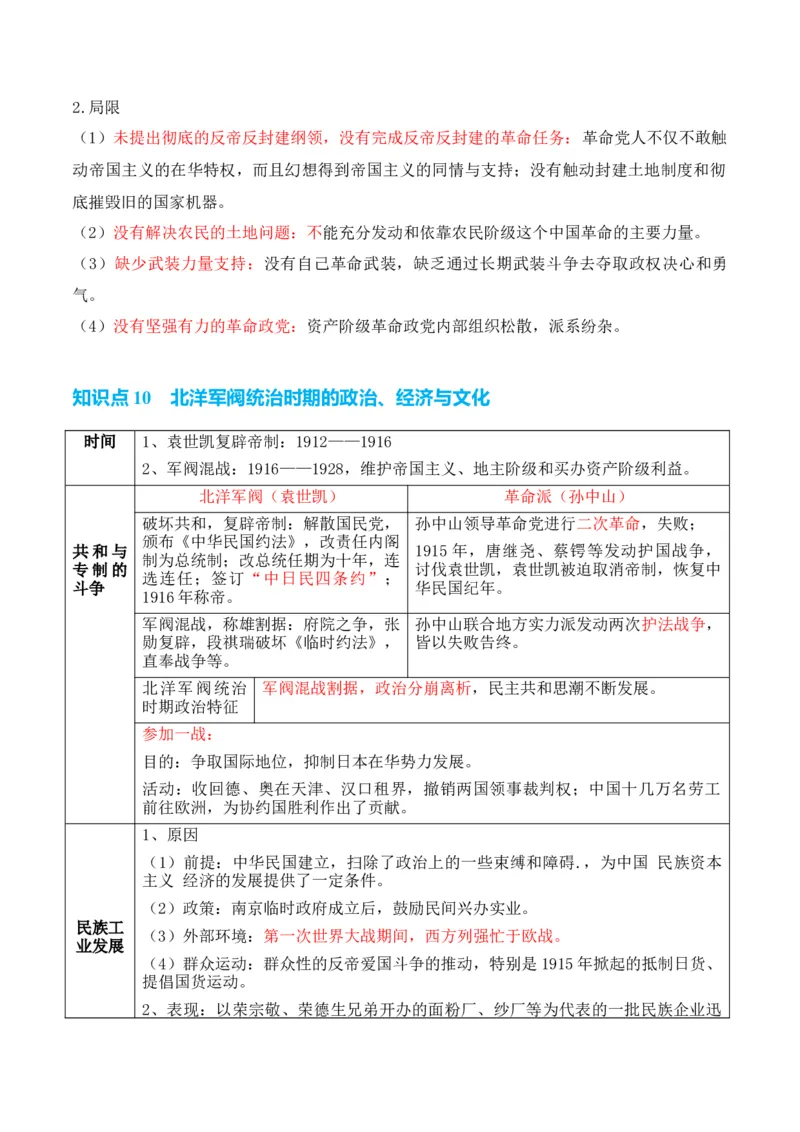 专题04++晚清到民国初期：内忧外患与救亡道路的尝试+-2025年高考历史一轮复习知识清单_07高考历史_2025年新高考资料_一轮复习_2025年高考历史一轮复习知识清单（完结）