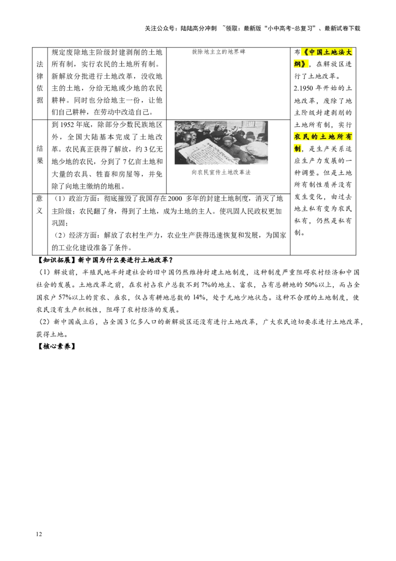 （讲义）专题13中华人民共和国的成立和巩固（解析版）_02中考总复习（2026版更新中）_06-历史-中考总复习_2024年中考复习资料_一轮复习_配套讲义（原卷版+解析版）