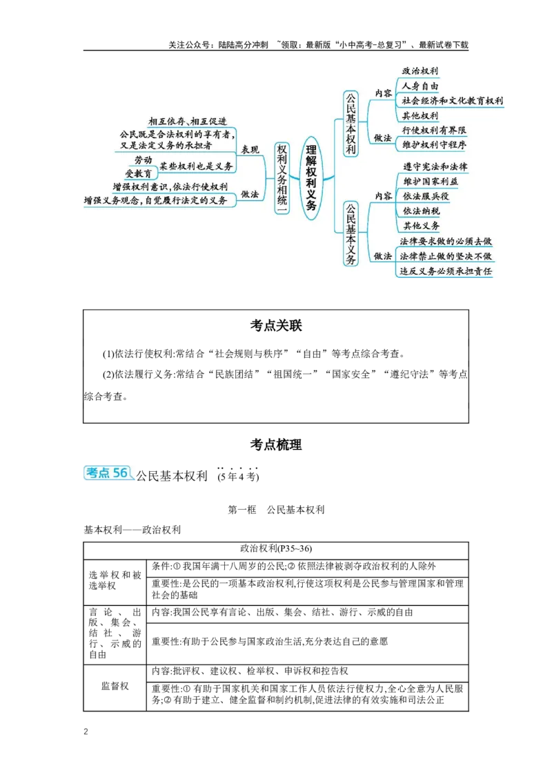 第二单元理解权利义务学案（含答案）2025年中考道德与法治人教部编版一轮复习教材梳理_02中考总复习（2026版更新中）_07-道法-中考总复习_2025中考复习资料