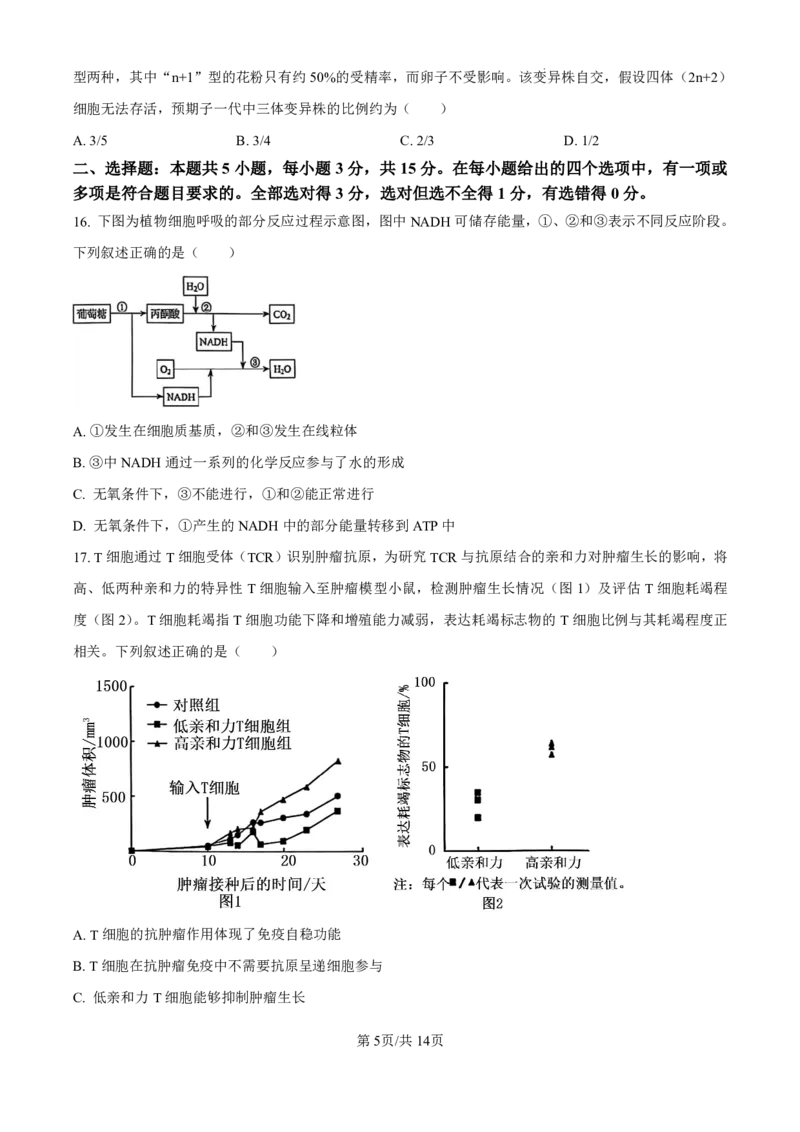2025年黑龙江、吉林、辽宁、内蒙古高考生物真题试卷_高考历年真题_2025全国各省高考真题+答案_17、黑龙江卷（物理、历史、化学、地理、政治、生物）