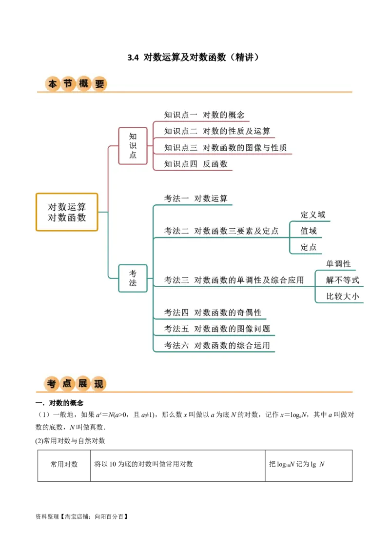 3.4对数运算及对数函数（精讲）（教师版）_02高考数学_新高考复习资料_2024年新高考资料_一轮复习资料_完2024年高考数学一轮复习一隅三反系列（新高考）