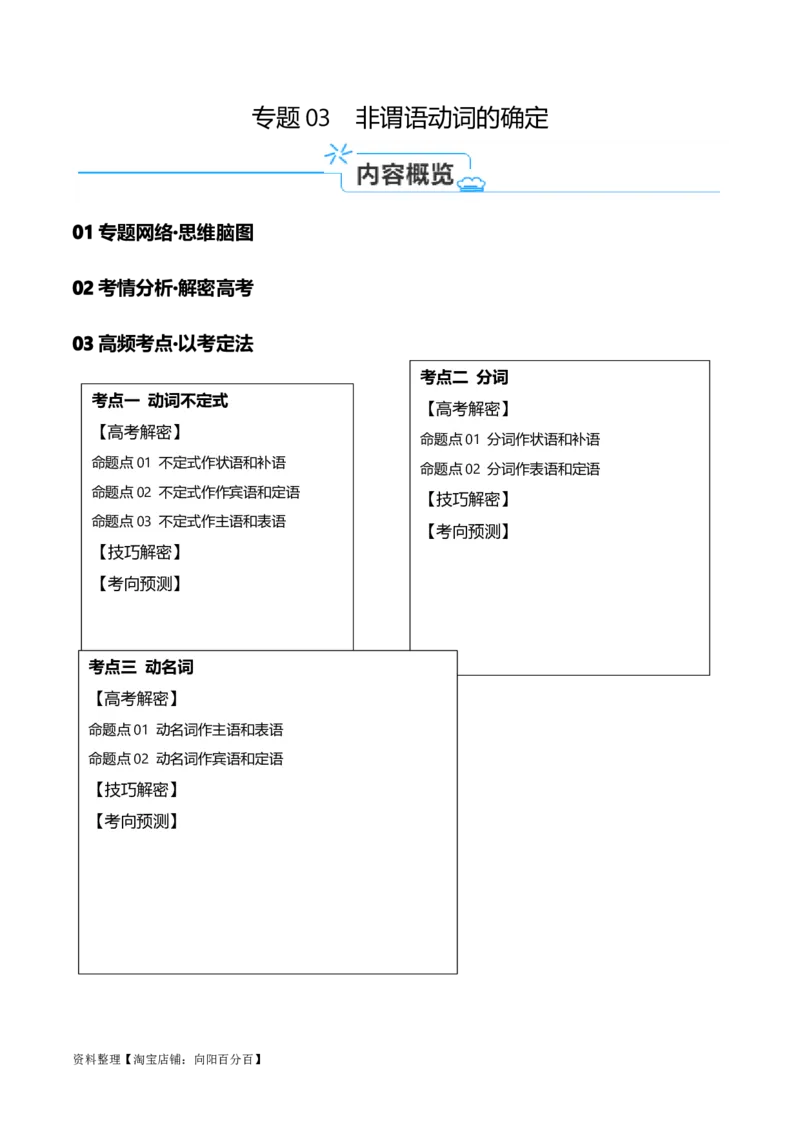 专题03非谓语动词的确定（讲义）（解析版）-高频考点解密2024年高考英语二轮复习高频考点追踪与预测（新高考专用）_03高考英语_新高考复习资料_2024年新高考资料_二轮复习资料