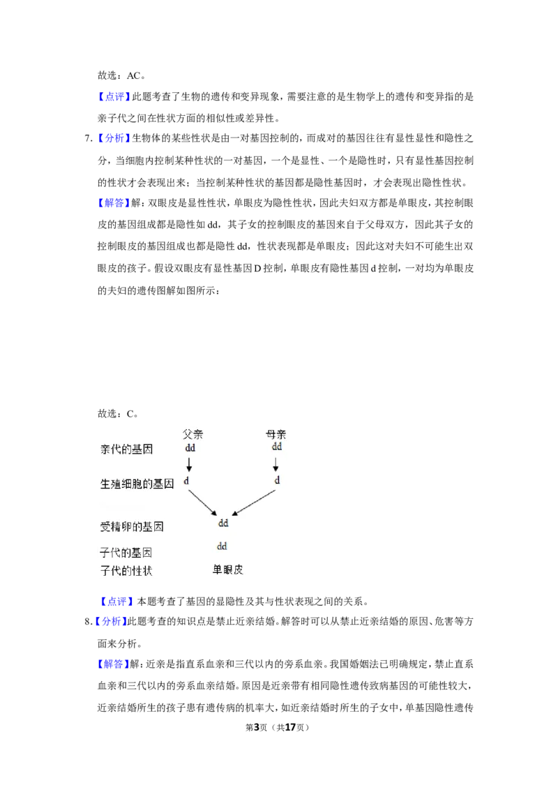 2020年河北省邢台市中考生物试题（解析版）_河北中考_6.河北生物2015-2024年卷