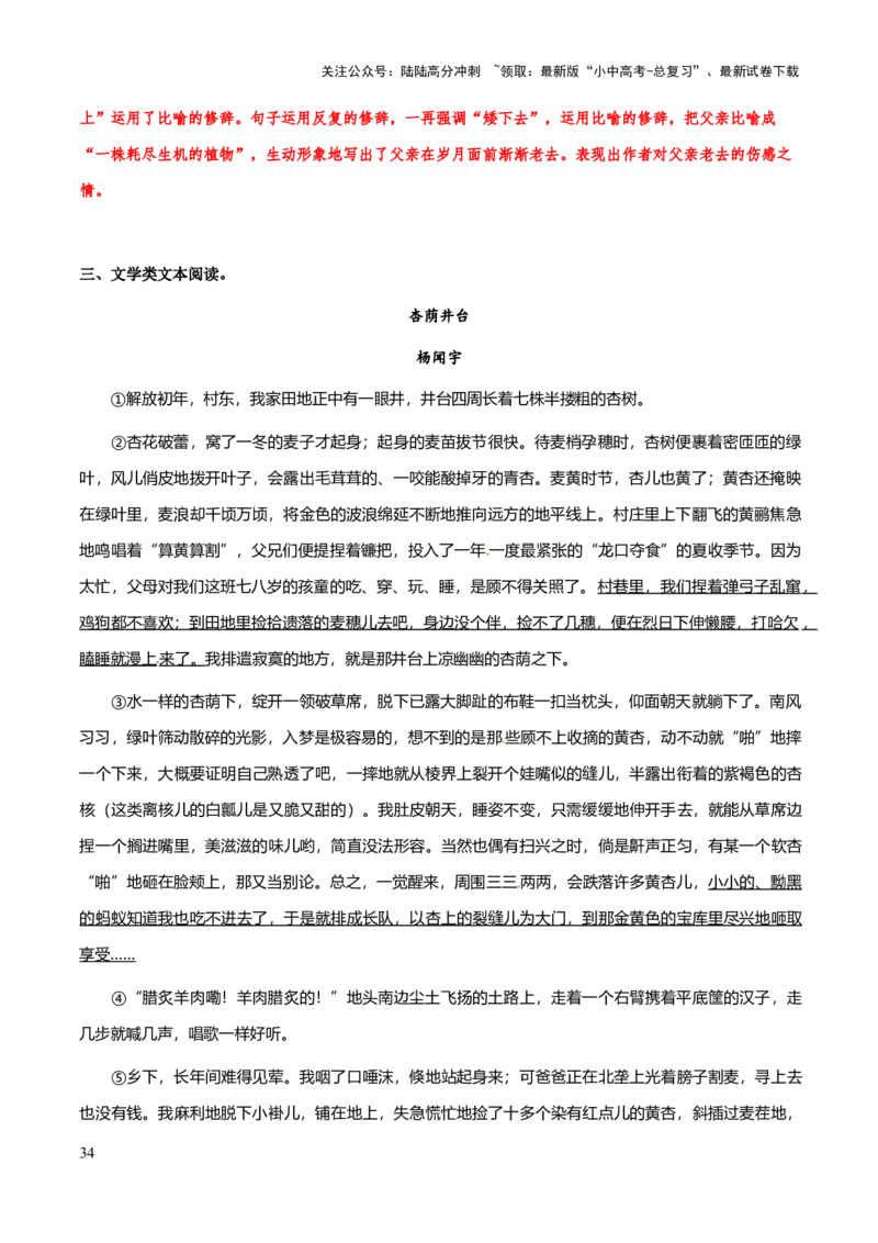 专题51文学类文本之修辞赏析（知识梳理+练习）(解析版）_02中考总复习（2026版更新中）_01-语文-中考总复习_2025年中考资料_备战2025年中考语文一轮复习考点突破（全国通用）