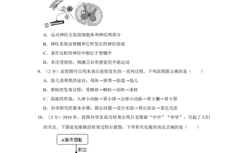 2018年河北省沧州市中考生物试题（原卷版）_河北中考_6.河北生物2015-2024年卷