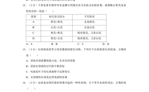 2018年河北省沧州市中考生物试题（原卷版）_河北中考_6.河北生物2015-2024年卷
