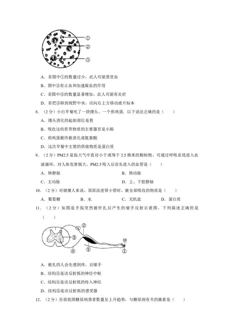2015年河北省沧州市中考生物试题（原卷版）_河北中考_6.河北生物2015-2024年卷