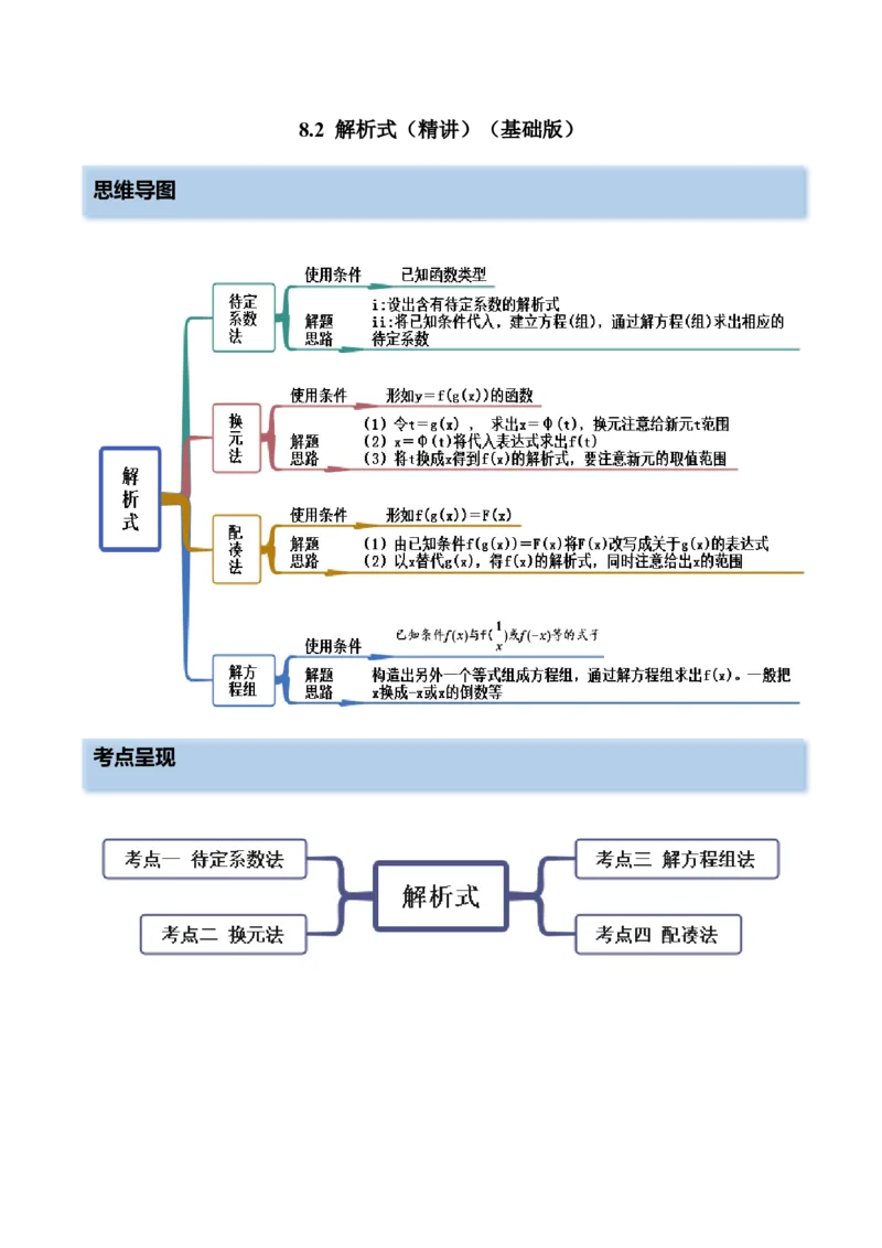 8.2解析式（精讲）（基础版）（原卷版）_02高考数学_新高考复习资料_2023年新高考资料_一轮复习_一隅三反2023年高考数学一轮复习（基础版）（新高考地区专用）