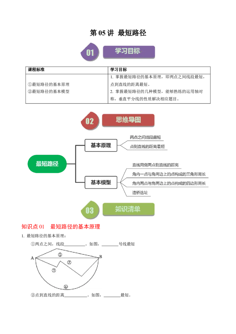 第05讲最短路径（学生版）_初中数学_八年级数学上册（人教版）_同步讲义-U18_2024版