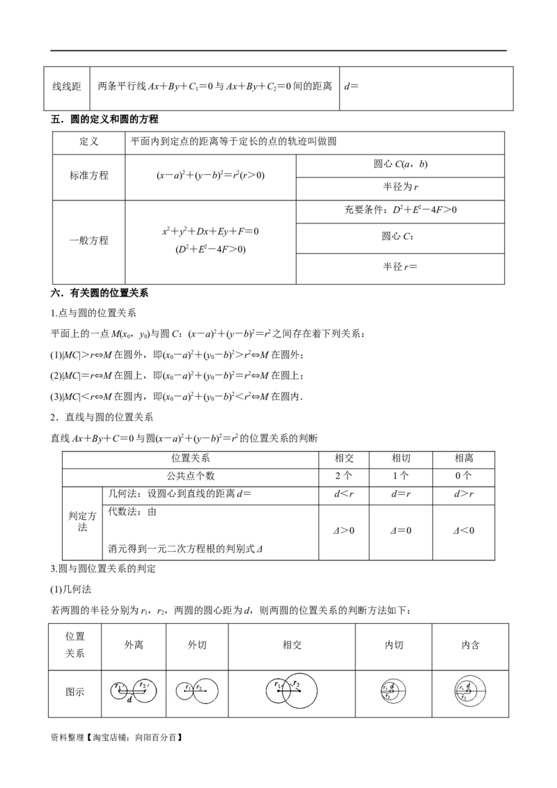 9.1直线方程与圆的方程（精讲）（教师版）_02高考数学_新高考复习资料_2024年新高考资料_一轮复习资料_完2024年高考数学一轮复习一隅三反系列（新高考）