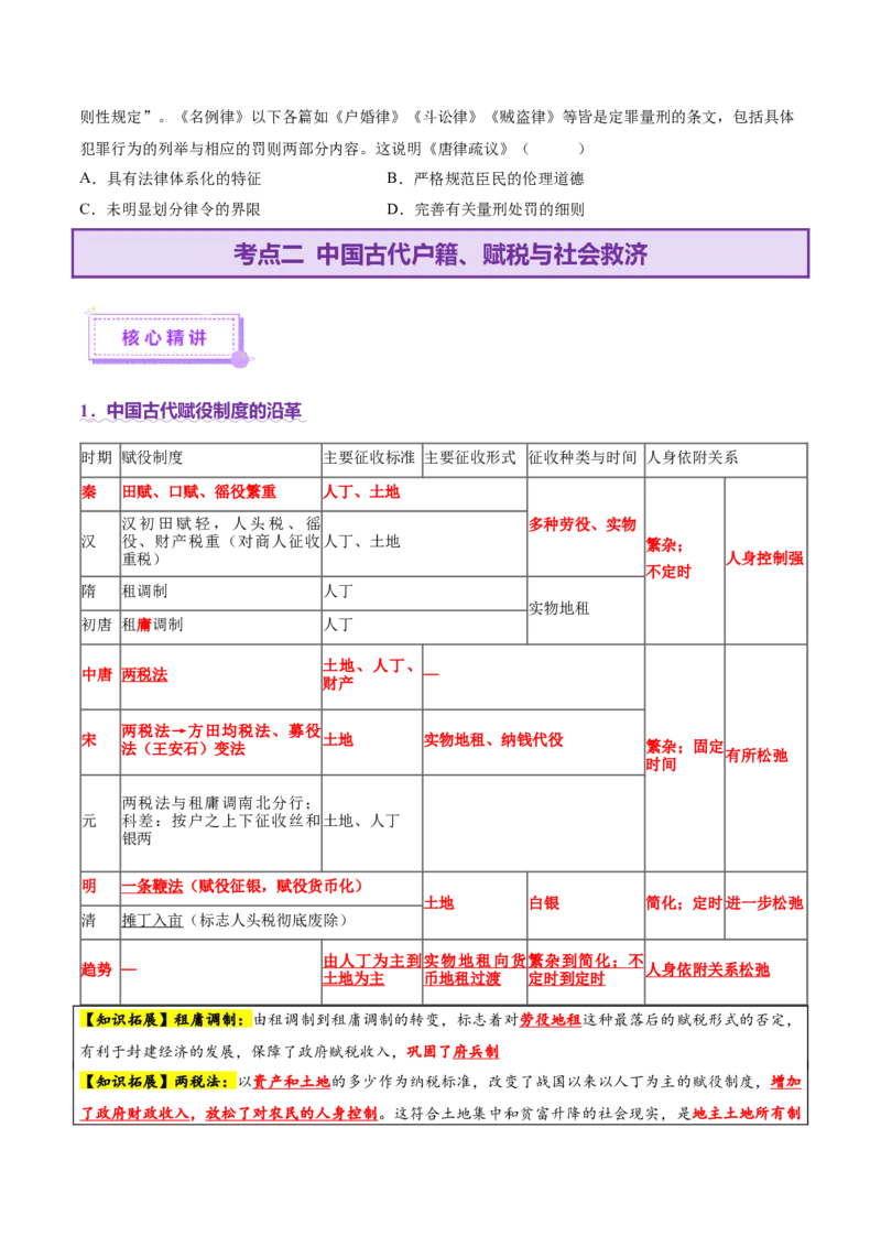 专题02济世经邦&mdash;&mdash;中国古代国家的社会治理体系（讲义）（原卷版）_07高考历史_2025年新高考资料_二轮复习_01高考语文等多个文件