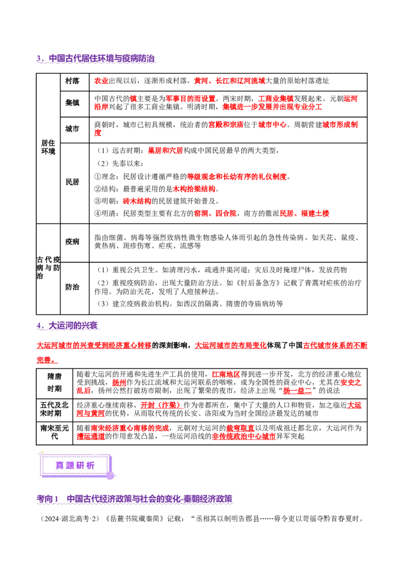 专题03济国生民&mdash;&mdash;中国古代的经济与社会生活（讲义）（解析版）_07高考历史_2025年新高考资料_二轮复习_上好课2025年高考历史二轮复习讲练测（新高考通用）3379861