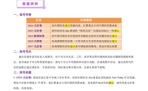 专题03建议信+咨询信+申请信（讲义）（解析版）_02高考数学_2025年新高考资料_二轮复习_01高考语文等多个文件_上好课2025年高考英语二轮复习讲练测（新高考通用）_第七部分写作