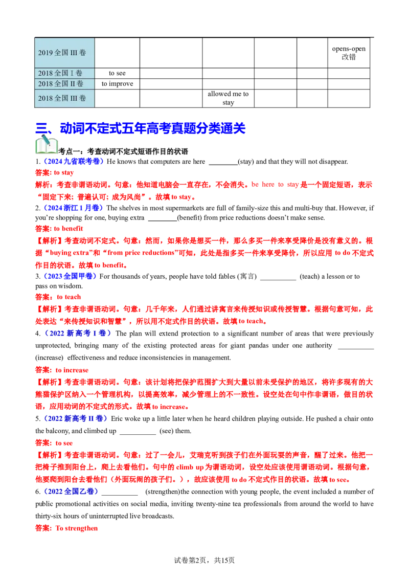 专题01语法填空之动词不定式100题（练案）解析版_03高考英语_新高考复习资料_2025年新高考复习_2025年高考英语一轮复习知识清单