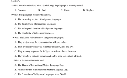 M3Unit2Language(测)-2022年高考英语一轮复习讲练测(新高考&bull;江苏)(原卷)_03高考英语_新高考复习资料_2022年新高考资料_2022年新高考英语一轮复习