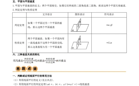 7.1空间几何中的平行与垂直（精讲）（学生版）_02高考数学_新高考复习资料_2024年新高考资料_一轮复习资料_完2024年高考数学一轮复习一隅三反系列（新高考）_学生版