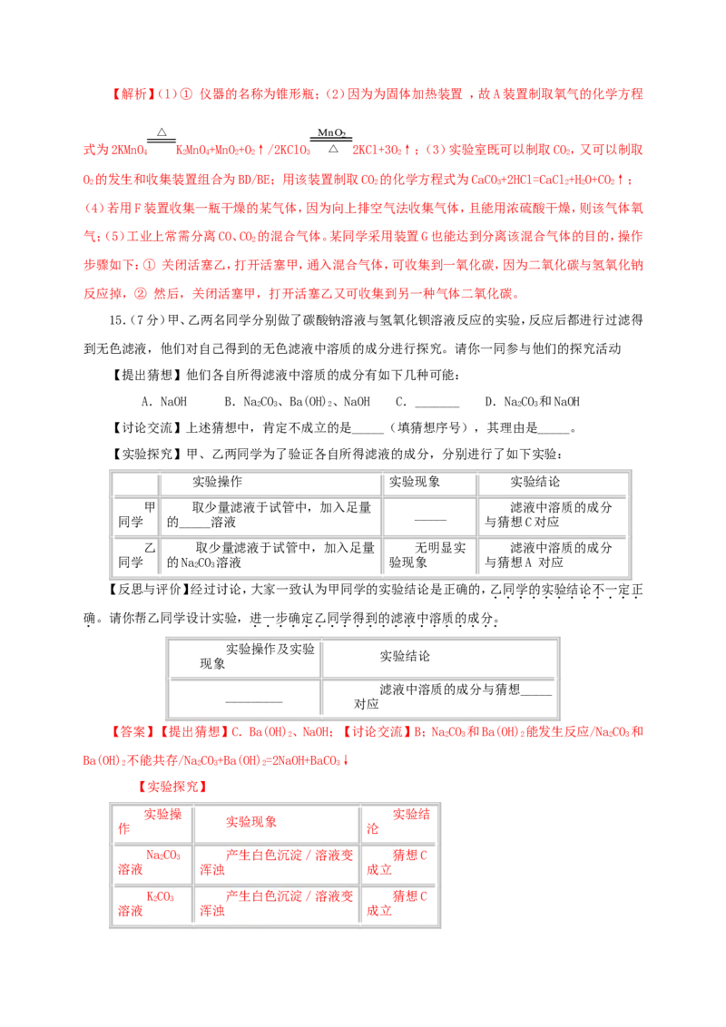 2019年贵州省六盘水市中考化学试题及答案_贵州中考_5.贵州中考化学（2008-2025）_六盘水化学14-24缺21