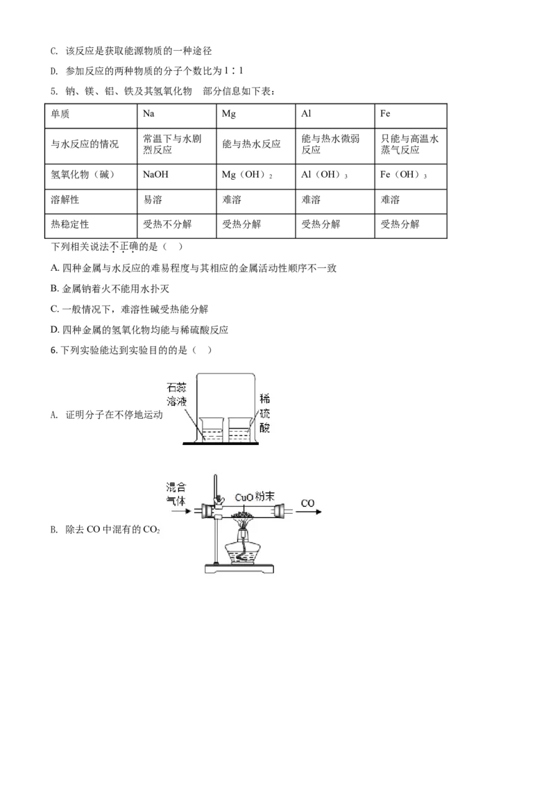 2019年陕西省中考化学真题（副卷）（空白卷）_陕西_5.陕西中考化学（2008-2025）