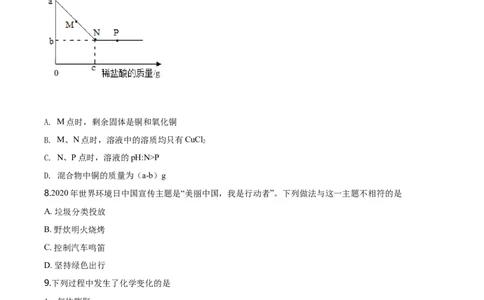 2020年河北省中考化学试题（空白卷）_河北中考_5.河北中考化学2008-2025