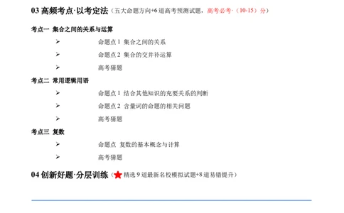 专题01集合与常用逻辑用语、复数（原卷版）_02高考数学_新高考复习资料_2024年新高考资料_二轮复习资料_高频考点解密2024年高考数学二轮复习高频考点追踪与预测（新高考专用）