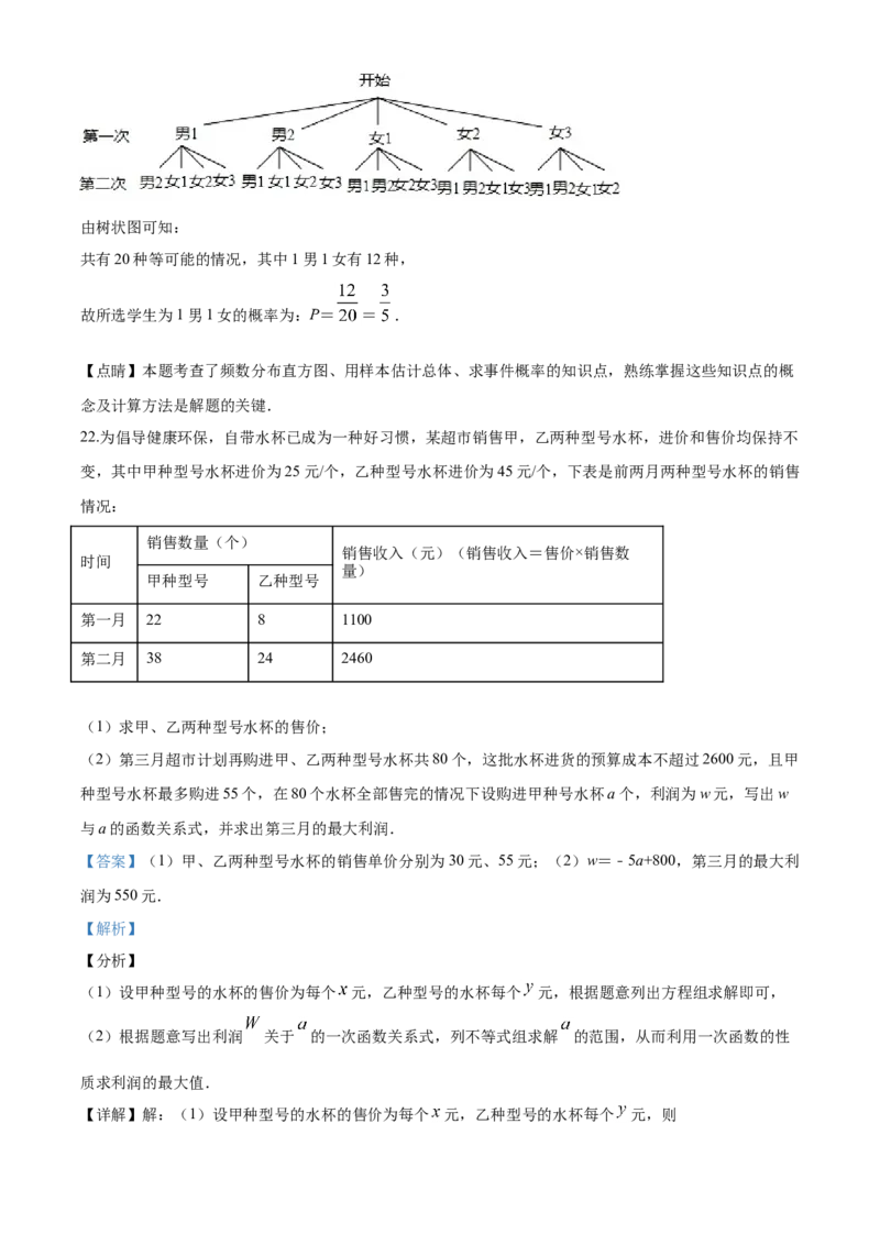 2020年贵州省遵义市中考数学试卷（含解析版）_贵州中考_2.贵州中考数学（2008-2025）_遵义数学11-24