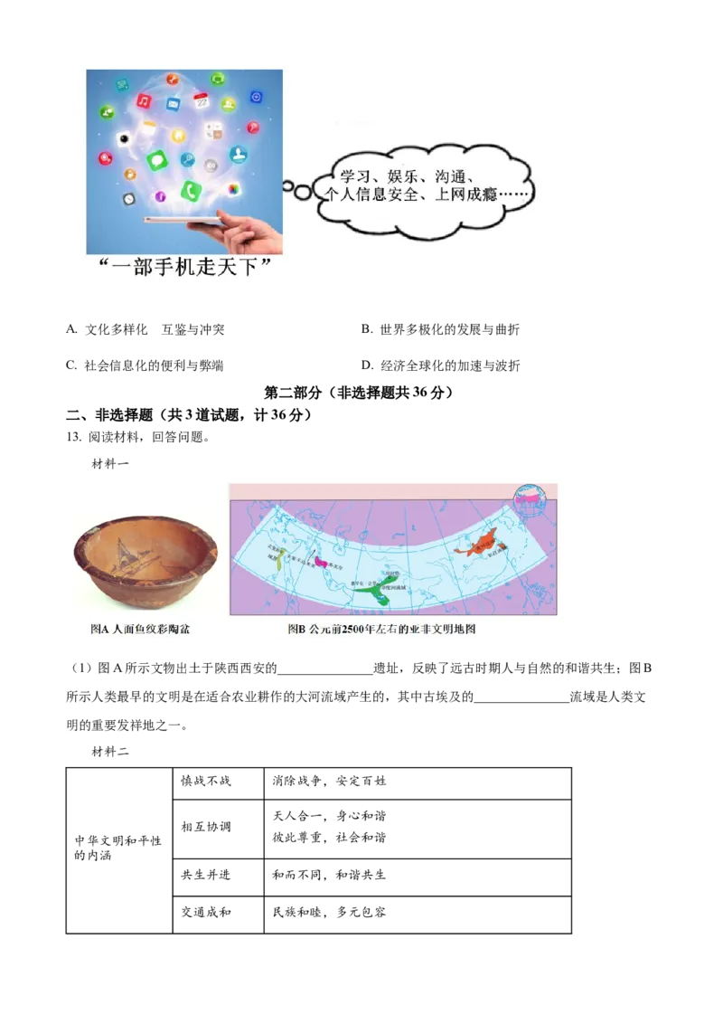 2025年陕西省中考历史真题（空白卷）_陕西_8.陕西中考历史（2008-2025）