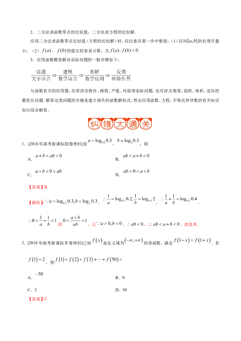 专题02函数-备战2019年高考数学（理）之纠错笔记系列（解析版）_02高考数学_新高考复习资料_2022年新高考资料_2022年一轮复习各版本_1.新高考2022年高考数学一轮复习