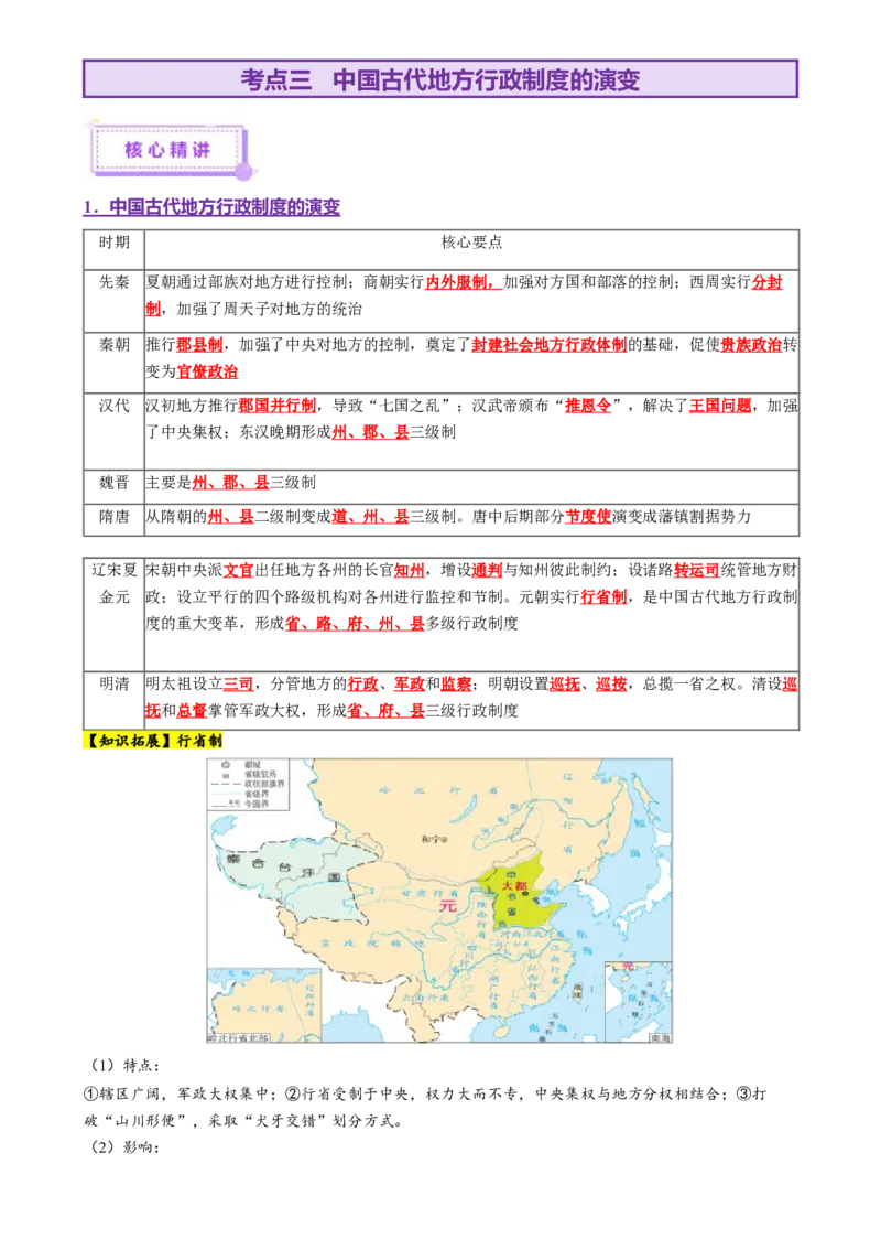 专题01经国序民&mdash;中国古代国家制度体系的建立（讲义）（解析版）_07高考历史_2025年新高考资料_二轮复习_上好课2025年高考历史二轮复习讲练测（新高考通用）3379861