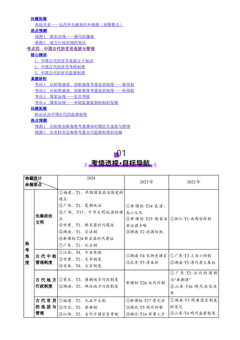 专题01经国序民&mdash;中国古代国家制度体系的建立（讲义）（解析版）_07高考历史_2025年新高考资料_二轮复习_上好课2025年高考历史二轮复习讲练测（新高考通用）3379861