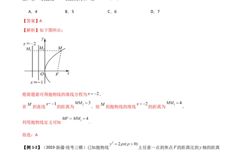 9.4抛物线（精讲）（教师版）_02高考数学_新高考复习资料_2024年新高考资料_一轮复习资料_完2024年高考数学一轮复习一隅三反系列（新高考）