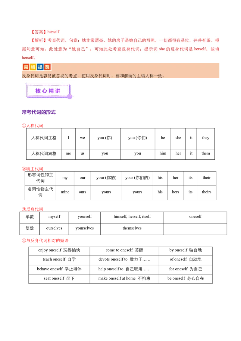 专题02冠词和代词（讲义）（解析版）_02高考数学_2025年新高考资料_二轮复习_01高考语文等多个文件_上好课2025年高考英语二轮复习讲练测（新高考通用）_第三部分语法知识