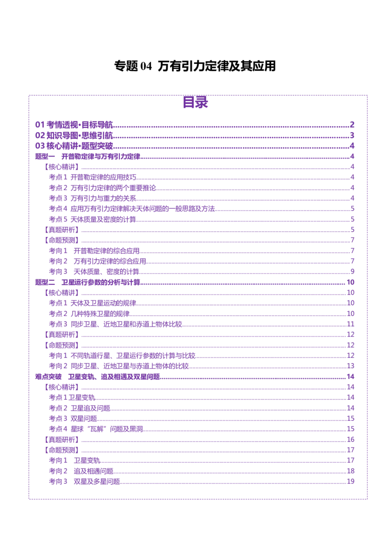 专题04万有引力定律及其应用（讲义）（原卷版）_03高考英语_2025年新高考资料_二轮复习_01高考语文等多个文件_上好课2025年高考物理二轮复习讲练测（新高考通用）