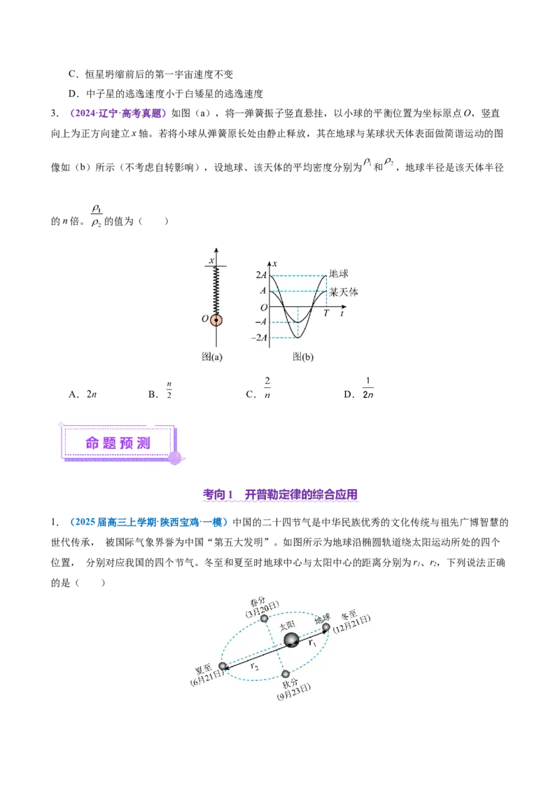 专题04万有引力定律及其应用（讲义）（原卷版）_03高考英语_2025年新高考资料_二轮复习_01高考语文等多个文件_上好课2025年高考物理二轮复习讲练测（新高考通用）