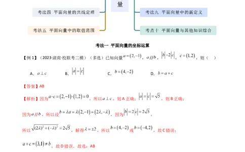 专题03平面向量（选填题10种考法）（解析版）_02高考数学_新高考复习资料_2024年新高考资料_二轮复习资料_2024届高三数学二轮复习《考法分类》专题训练（新高考）_1、选填题