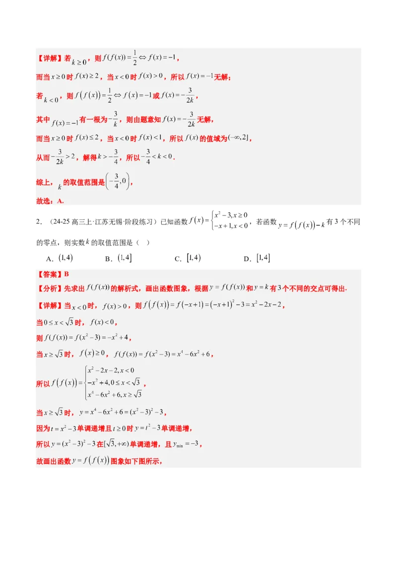 专题02复合函数以及嵌套函数的零点问题（4大题型）-2025年高考数学二轮热点题型归纳与变式演练（新高考通用）（解析版）_02高考数学_2025年新高考资料_二轮复习_一、题型突破