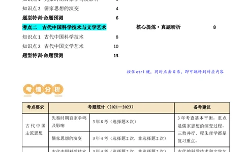 专题03古代中国的思想文化与科学艺术（讲义）（原卷版）_07高考历史_新高考复习资料_2024年新高考复习资料_二轮复习资料_2024年高考历史二轮复习讲练测（新教材新高考）_配套讲义