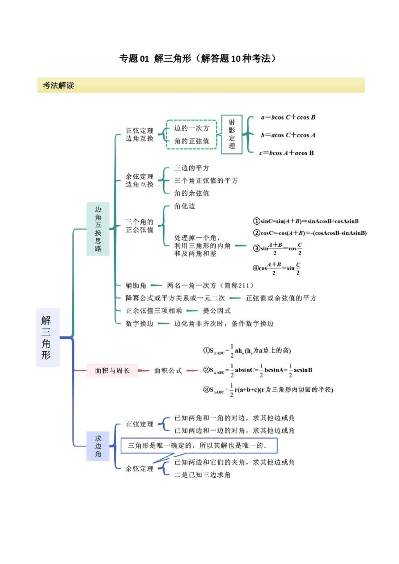 专题01解三角形（解答题10种考法）（精讲）（原卷版）_02高考数学_新高考复习资料_2024年新高考资料_二轮复习资料_2024届高三数学二轮复习《考法分类》专题训练（新高考）_2、解答题