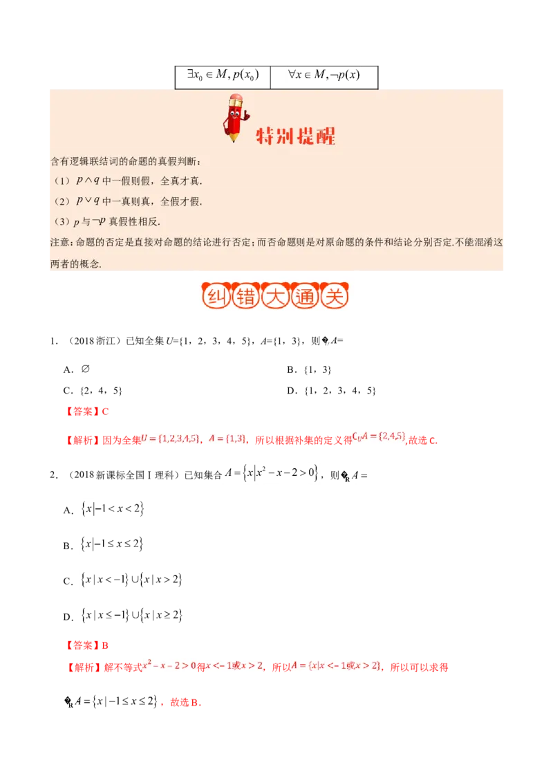 专题01集合与常用逻辑用语-备战2019年高考数学（理）之纠错笔记系列（解析版）_02高考数学_新高考复习资料_2022年新高考资料_2022年一轮复习各版本_1.新高考2022年高考数学一轮复习
