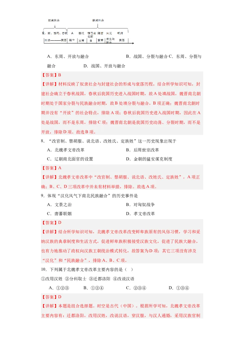 三国两晋南北朝的政权更迭与民族交融--2023-2024学年高三历史二轮（专题训练）解析版_07高考历史_2024年新高考资料_2.2024二轮复习_2024届高三历史统编版二轮复习专项训练