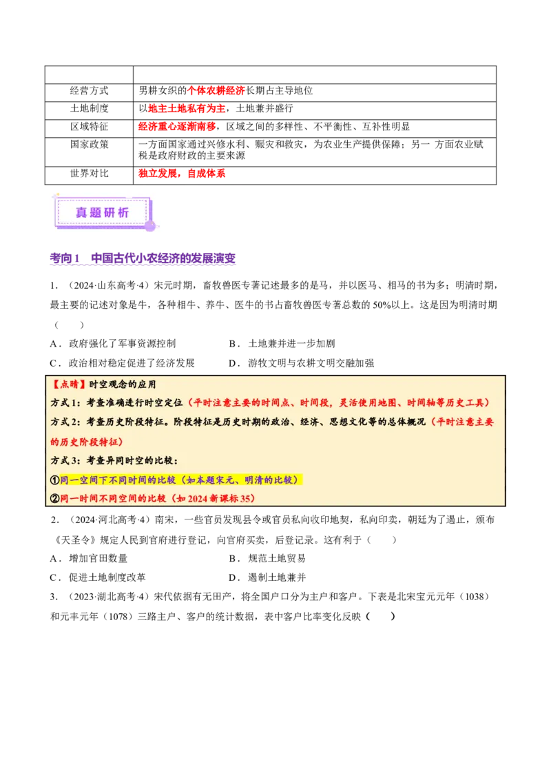 专题03济国生民&mdash;&mdash;中国古代的经济与社会生活（讲义）（原卷版）_07高考历史_2025年新高考资料_二轮复习_上好课2025年高考历史二轮复习讲练测（新高考通用）3379861