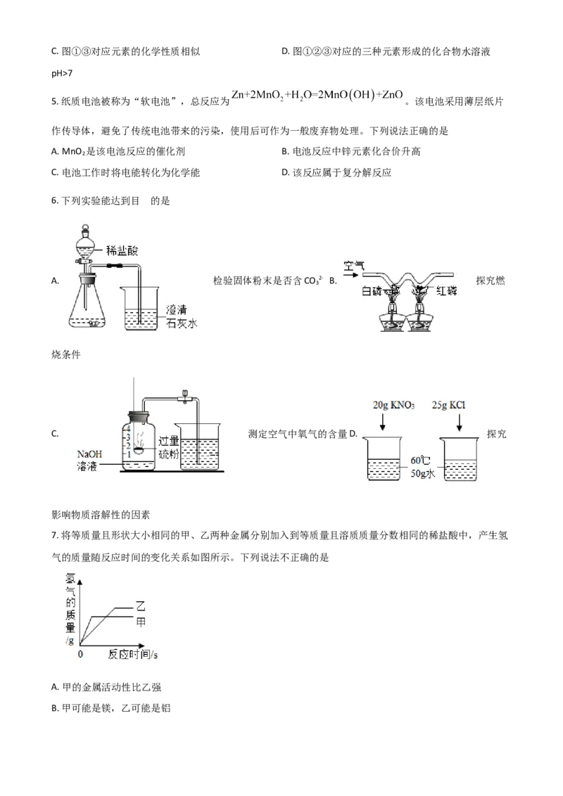 2018年陕西省中考化学真题（副卷）（空白卷）_陕西_5.陕西中考化学（2008-2025）