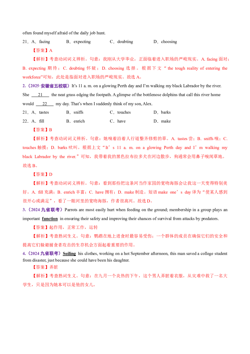专题04动词、动词短语和介词、介词短语（讲义）（解析版）_02高考数学_2025年新高考资料_二轮复习_01高考语文等多个文件_上好课2025年高考英语二轮复习讲练测（新高考通用）