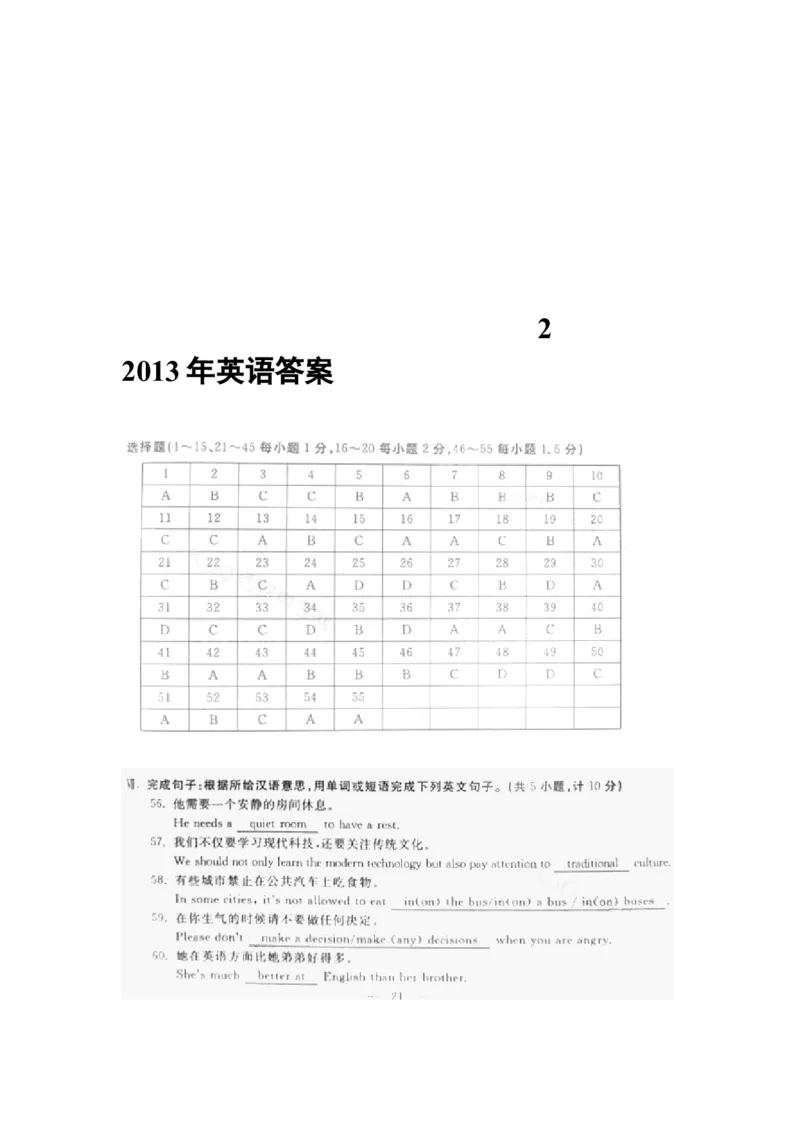 2013年陕西省中考英语真题及答案_陕西_3.陕西中考英语（2008-2025）