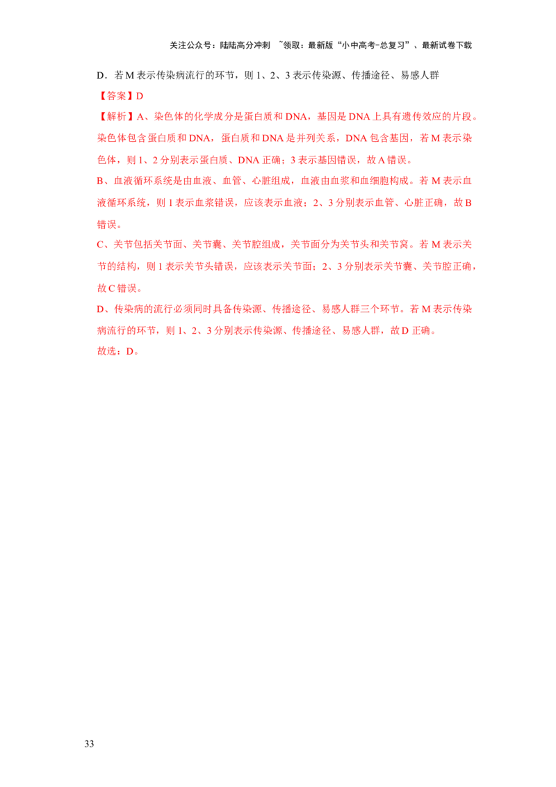 题型01选择题（解析版）_02中考总复习（2026版更新中）_08-生物-中考总复习_2024年中考复习资料_专项复习_备战2024年中考生物真题题源解密