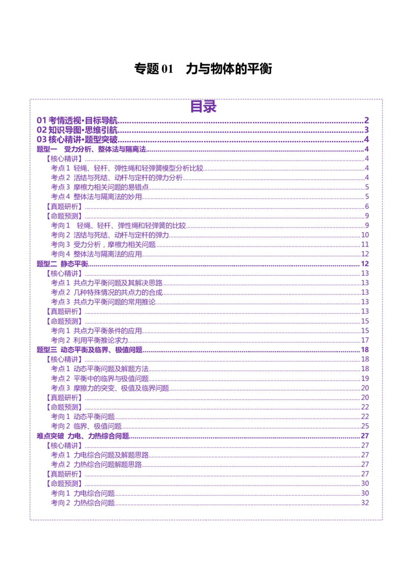 专题01力与物体的平衡（讲义）（解析版）_03高考英语_2025年新高考资料_二轮复习_01高考语文等多个文件_上好课2025年高考物理二轮复习讲练测（新高考通用）