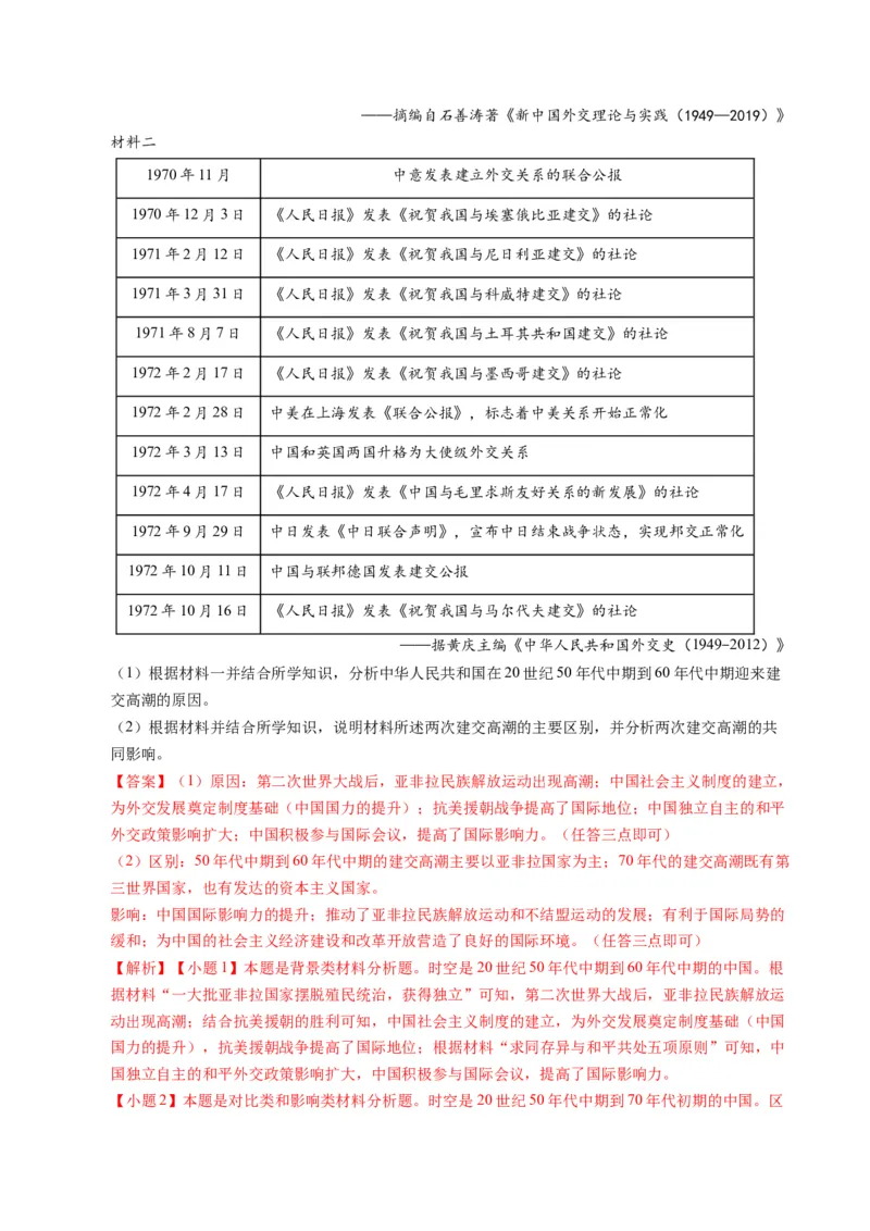 专题02题型必刷&middot;材料题必刷50题（解析版）_07高考历史_2025年新高考资料_二轮复习_2025年高考历史二轮热点题型归纳与变式演练（新高考通用）3396109