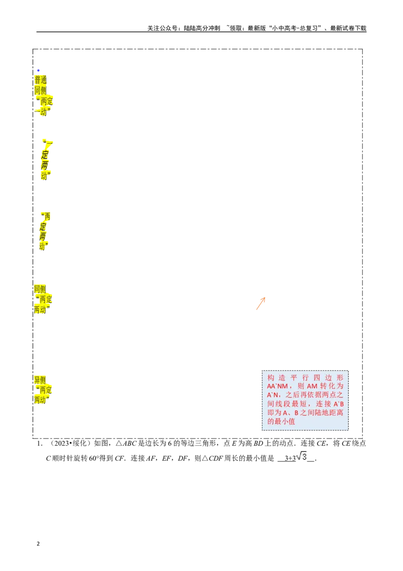 重难点06几何最值问题（5大题型+满分技巧+限时分层检测）（解析版）_02中考总复习（2026版更新中）_02-数学-中考总复习_2024年中考复习资料_二轮复习资料_重难点