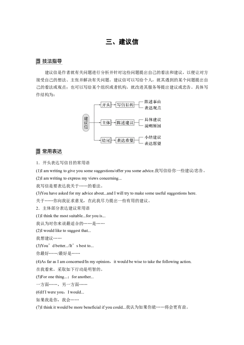 三　建议信_03高考英语_新高考复习资料_2023年新高考资料_一轮复习_2023年新高考大一轮复习讲义_2023年高考英语一轮复习讲义（新人教新高考）_话题晨背&middot;写作速成手册_写作速成手册